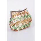 Gold colorex lurex evening purse embroidered with shells and glass beads