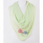 Sorbet green crêpe voile scarf with bead embroidery