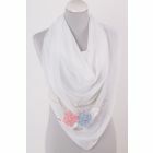 Square white crêpe voile scarf with embellishment