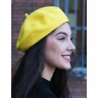 Yellow knitted beret with french caracter