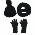Set van muts, handschoenen en sjaal in zwart