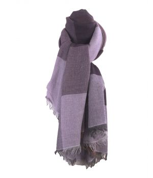 Fijn geweven sjaal met kleurvlakken in lila en paars