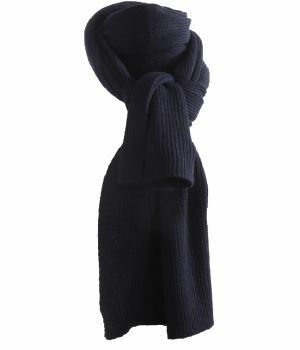 Marineblauwe kasjmier-blend rib sjaal