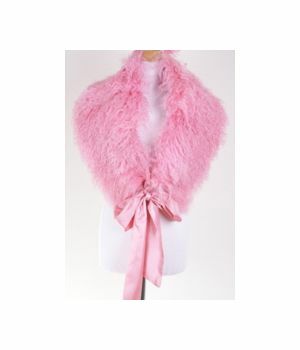 Pink sheepskin stole with satin bow