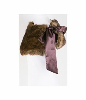 Brown blended fur stole with brown bow