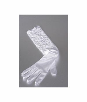 White satin stretch party gloves