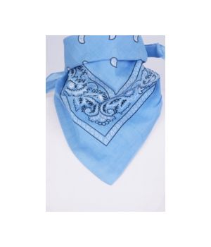 Lichtblauwe boerenzakdoek / bandana met klassiek motief