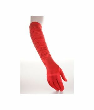 Red satin stretch party gloves