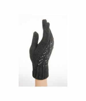 anthracite knitted gloves with rhinestones