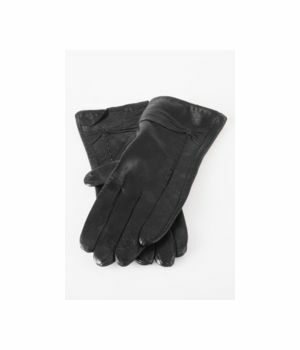 Black calf leather gloves with small bow