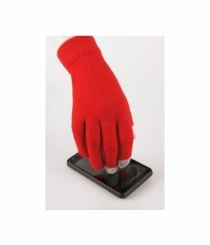 Red jersey gloves with Etip touchscreen fingers