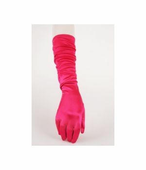 Hot pink satin stretch party glove