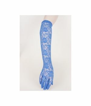 Light cobalt satin stretch party gloves
