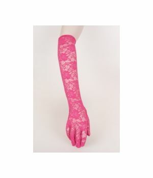 Pink strech lace evening gloves