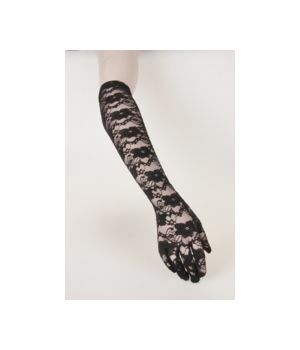 Black lace stretch evening gloves