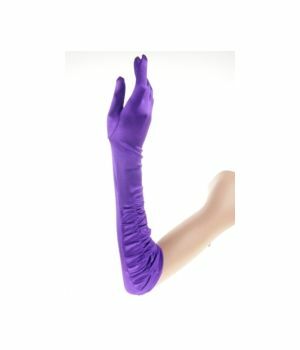 Purple satin stretch party gloves