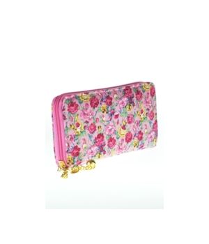 Pink classic flowers zipp around wallet