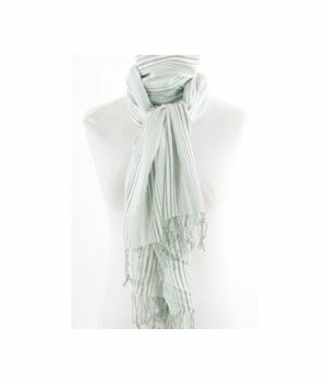 Off-white striped linen look scarf