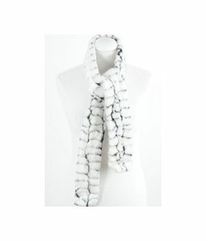 White with black fun fur scarf