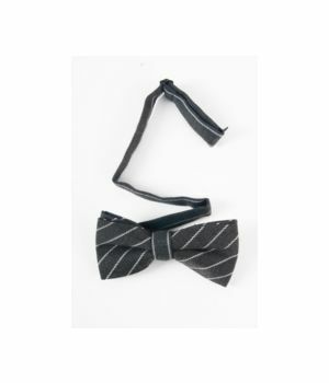 Gray woolen bow tie with diagonal stripe