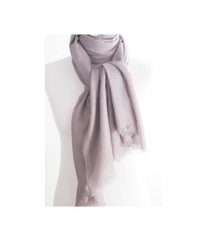 Plain taupe/ gray scarf of velted wool mousseline
