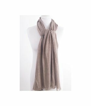 Beige mixed wool-blend scarf