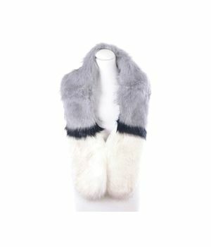 Ivory, black and gray mixed faux fur collar