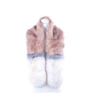 Powder pink, ivory and gray mixed faux fur collar