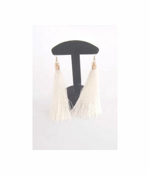 Earrings with ivory colored tassel