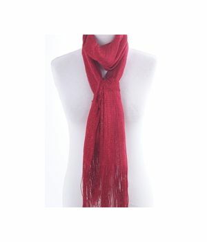 Red net scarf with lurex