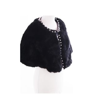 Black faux cape with pearl studs