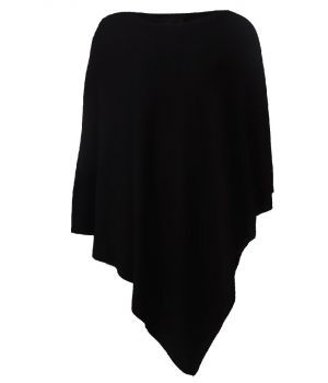 Elena kasjmier-blend poncho in zwart