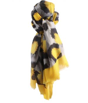 Sjaal met panterprint in geel