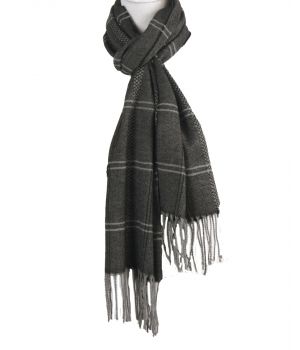 Zwarte sjaal met ruitpatroon in grijs