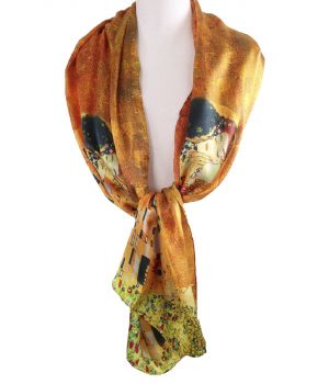 Zijden sjaal met print van de "de Kus" van Gustav Klimt