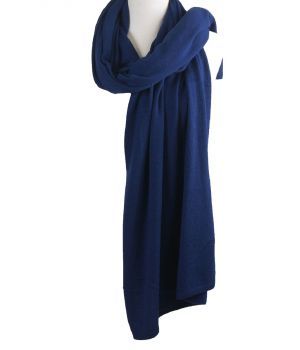 Kasjmier-blend sjaal/omslagdoek in kobaltblauw