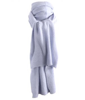 Lichtblauwe kasjmier-blend rib sjaal