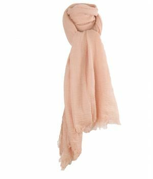 Licht-oudroze sjaal met rafel franjes