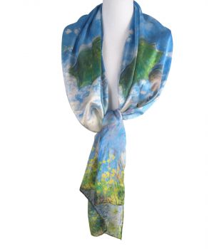 Zijden sjaal met print ''Vrouw met Parasol'' van Claude Monet