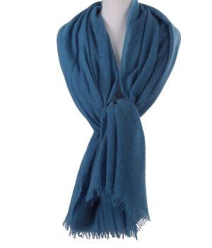 Hemelsblauwe stola/sjaal van 100% kasjmier