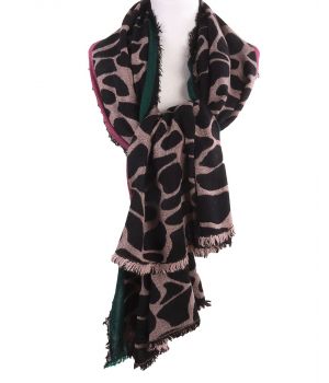 Sjaal met cheetah print in groen en roze-tinten