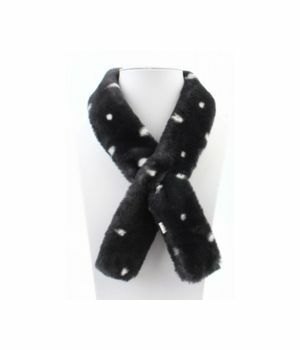 Skinny black polka dot fur scarf
