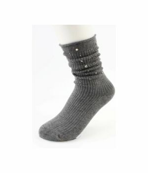 Gray socks with rhinestones