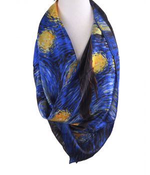 Zijden sjaal met afbeelding van "Sterrennacht' van Van Gogh