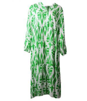 Maxi-jurk met een Franse lelie motief in groen