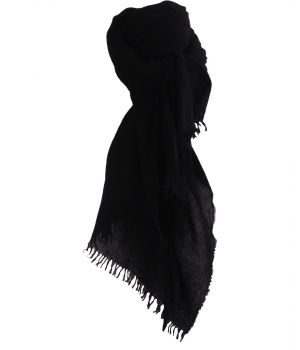 Zwart geweven sjaal van 100% kasjmier