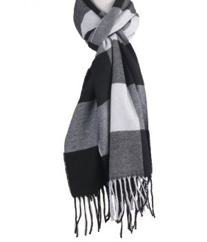 Zachte sjaal met ruiten in zwart en wit